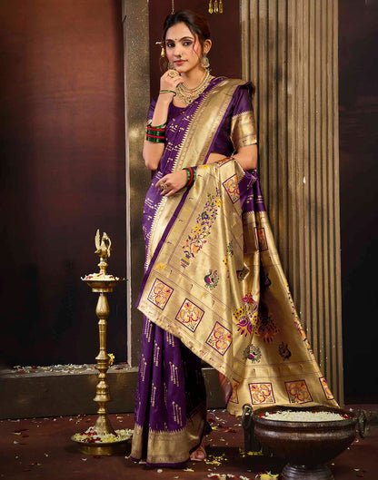 Purple Silk Woven Paithani Saree