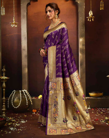 Purple Silk Woven Paithani Saree