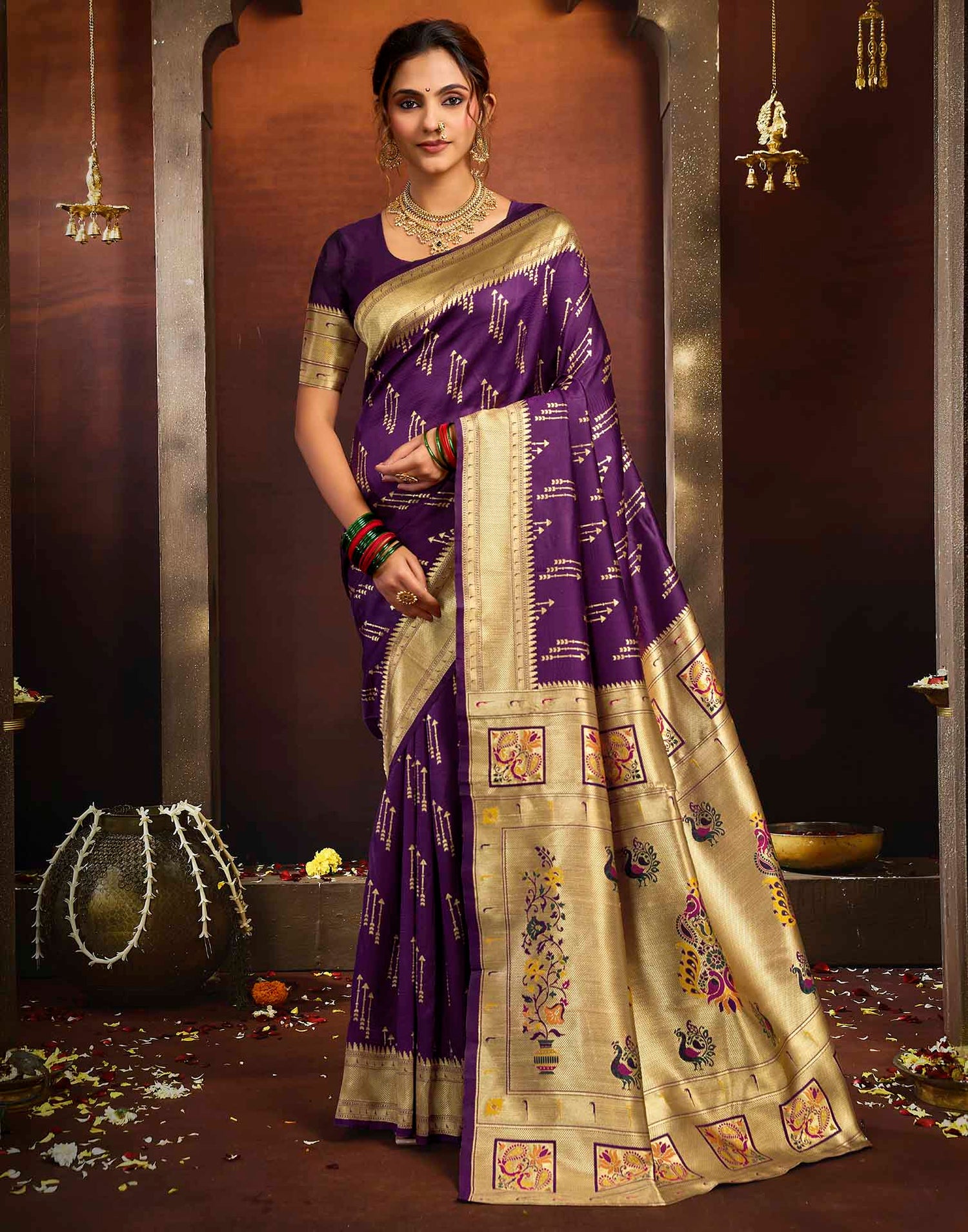 Purple Silk Woven Paithani Saree
