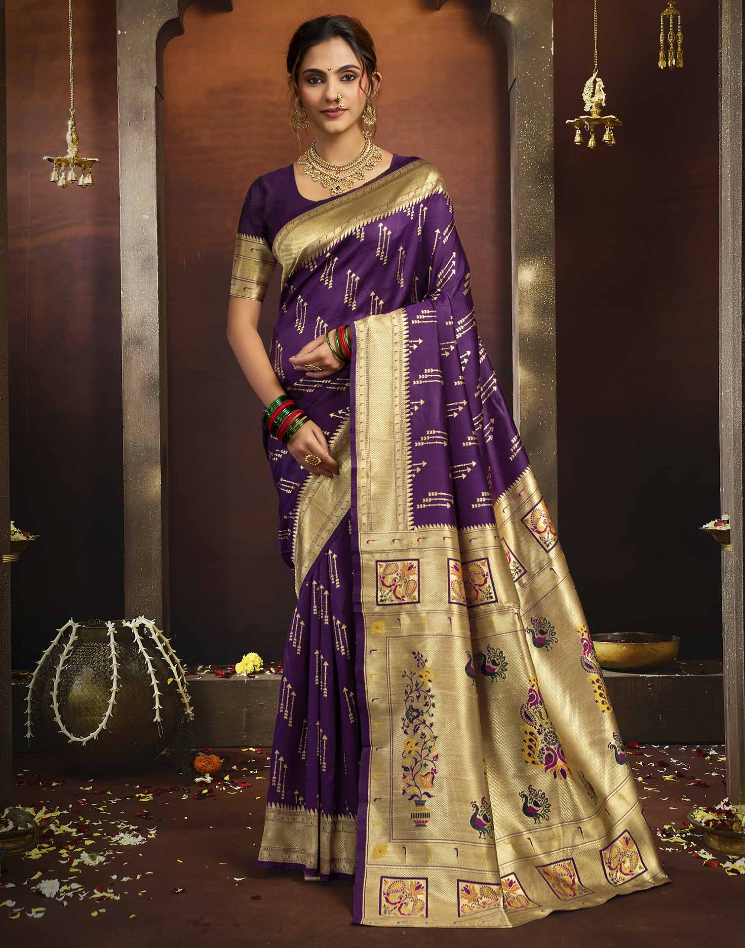 Purple Silk Woven Paithani Saree