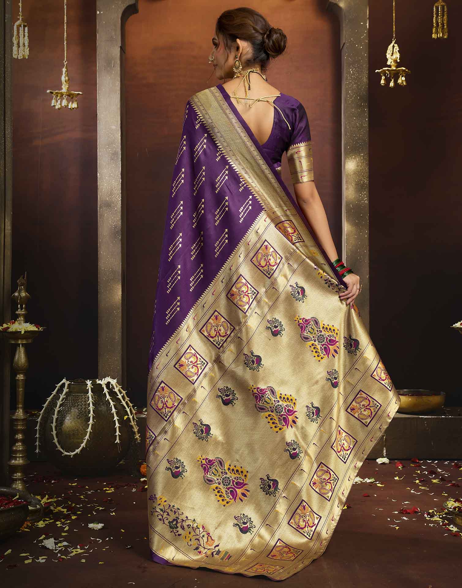 Purple Silk Woven Paithani Saree