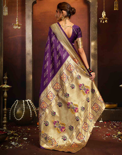 Purple Silk Woven Paithani Saree
