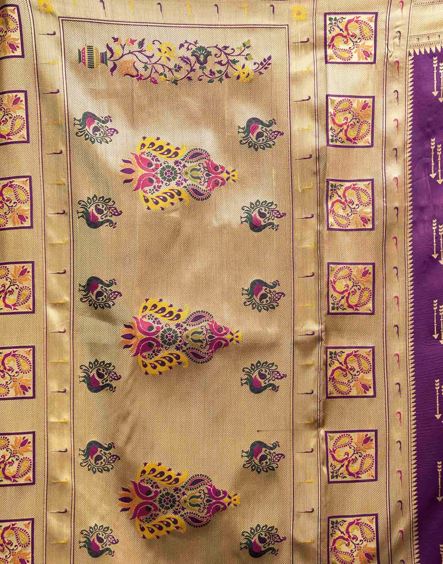 Purple Silk Woven Paithani Saree