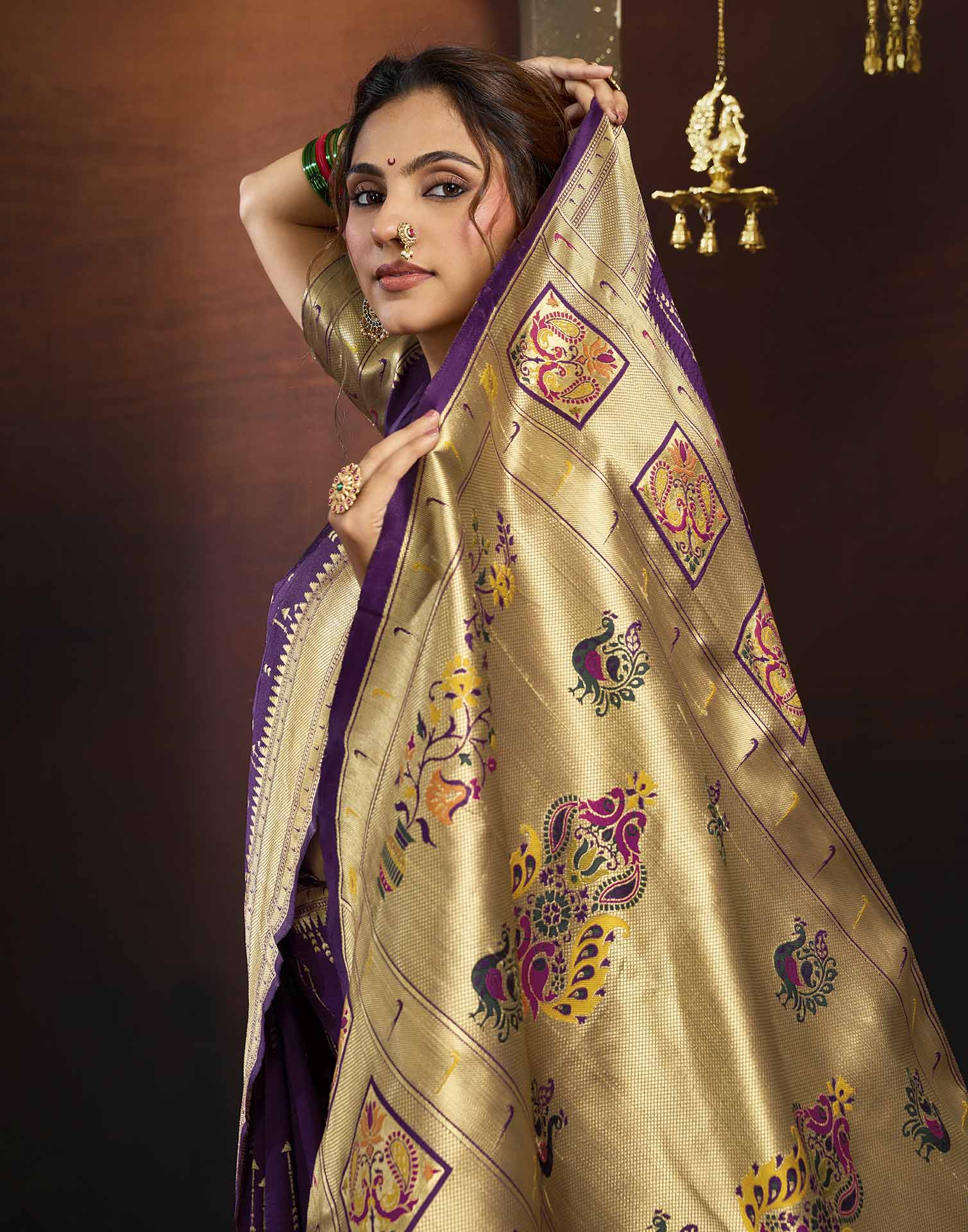 Purple Silk Woven Paithani Saree