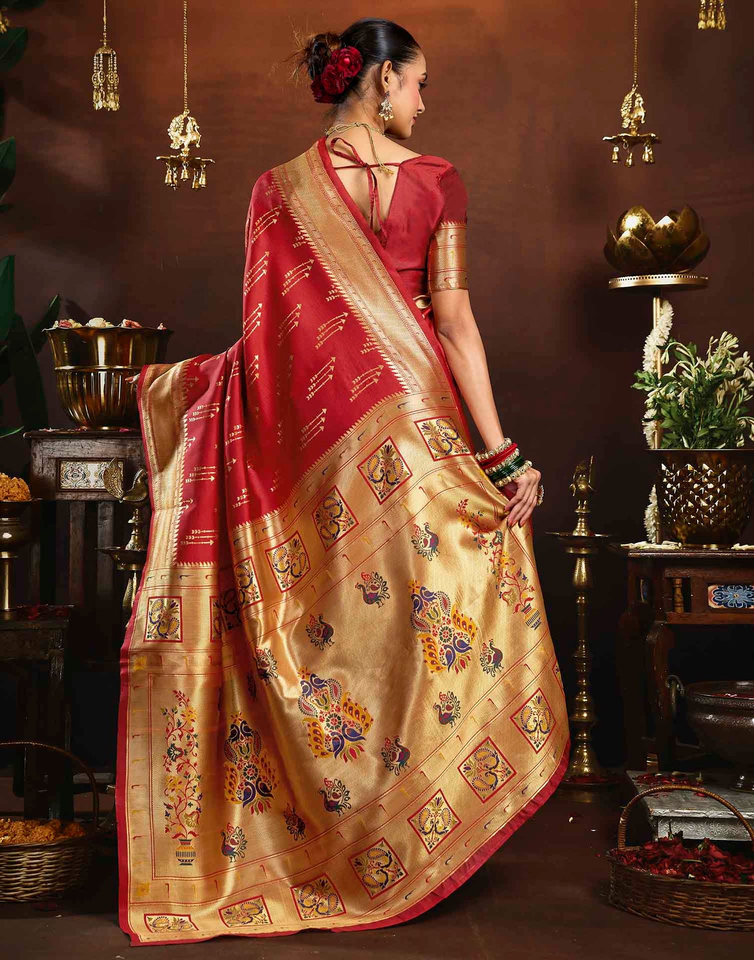 Red Silk Woven Paithani Saree