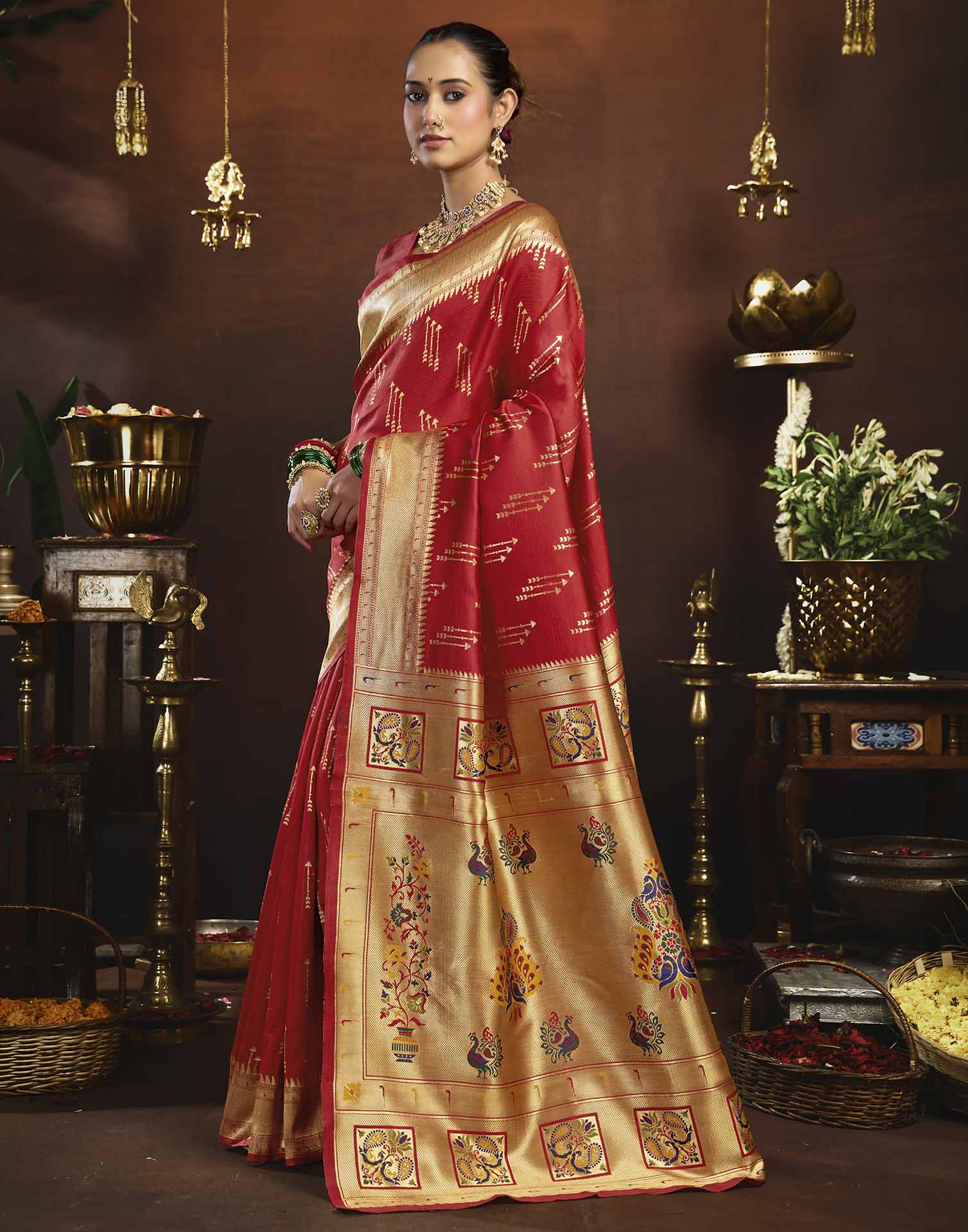 Red Silk Woven Paithani Saree