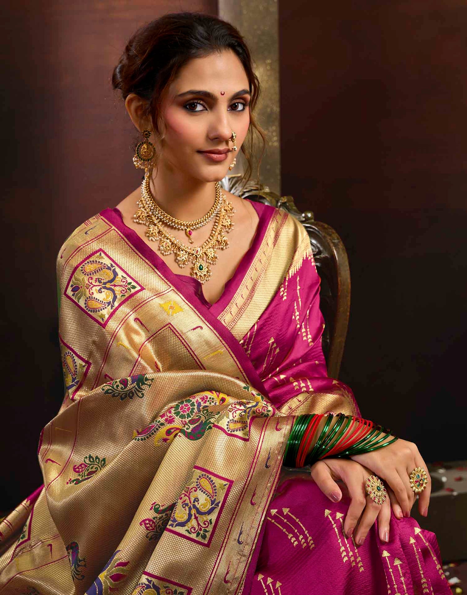 Pink Silk Woven Paithani Saree