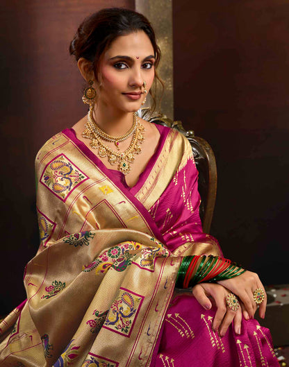 Pink Silk Woven Paithani Saree