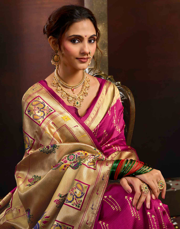 Pink Silk Woven Paithani Saree