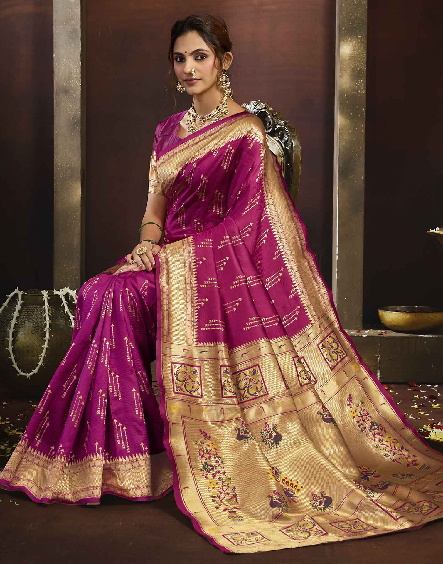 Pink Silk Woven Paithani Saree