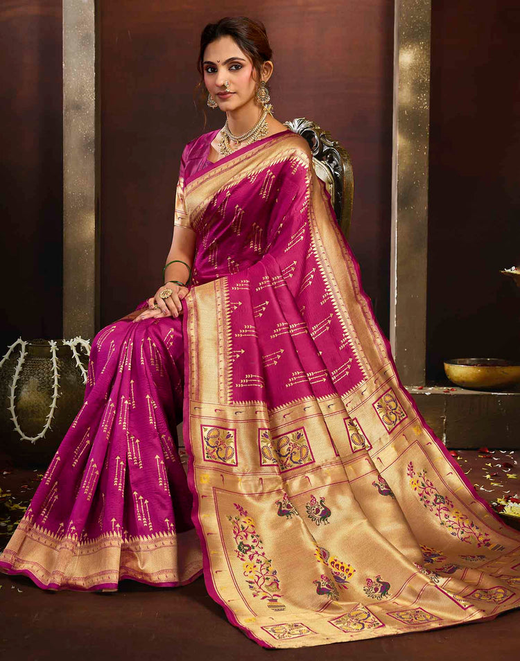 Pink Silk Woven Paithani Saree