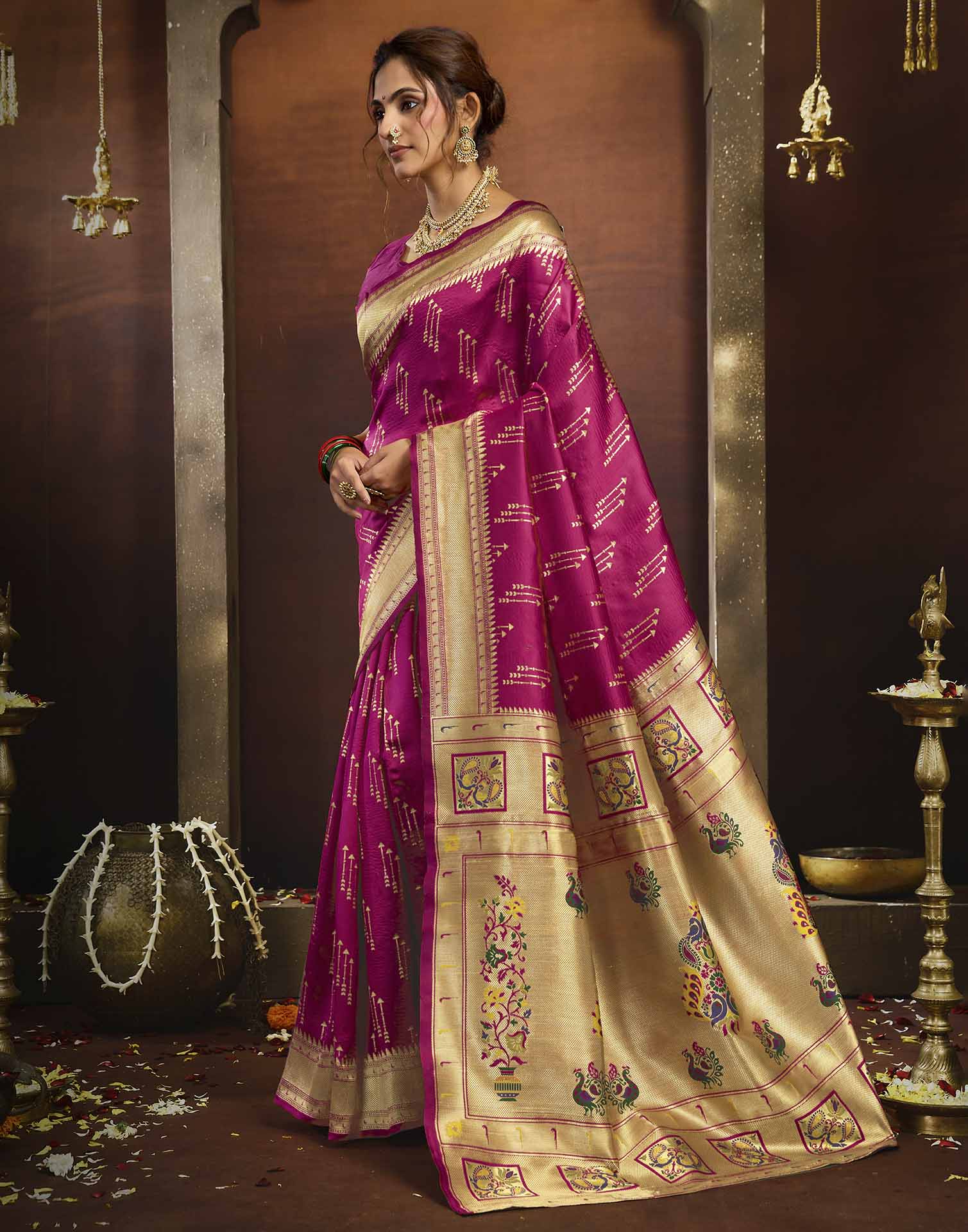 Pink Silk Woven Paithani Saree