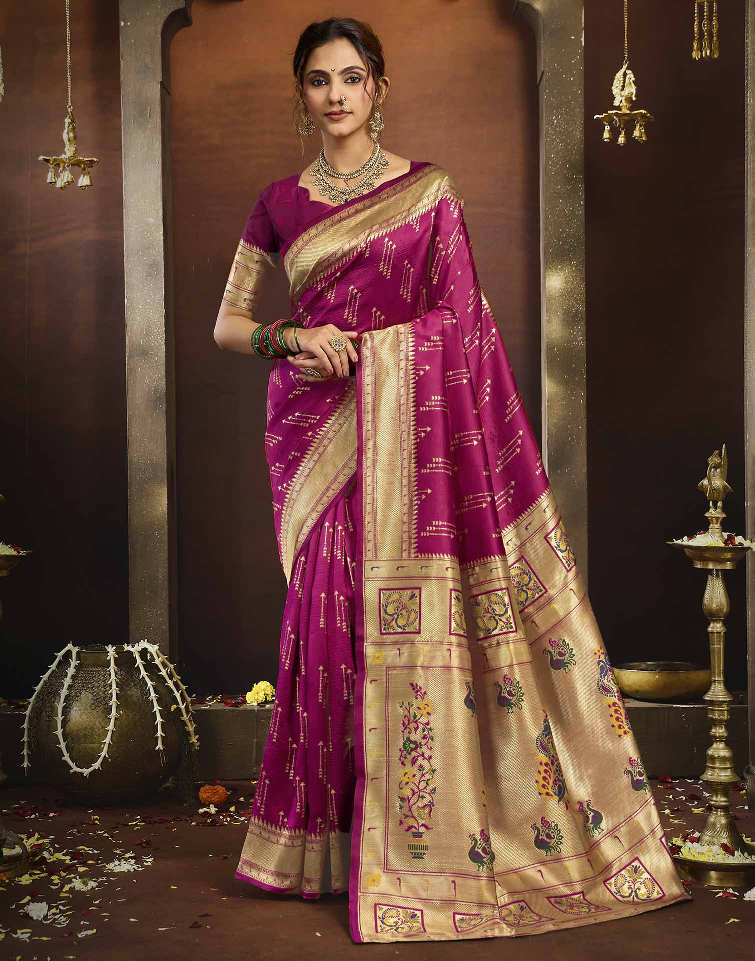 Pink Silk Woven Paithani Saree