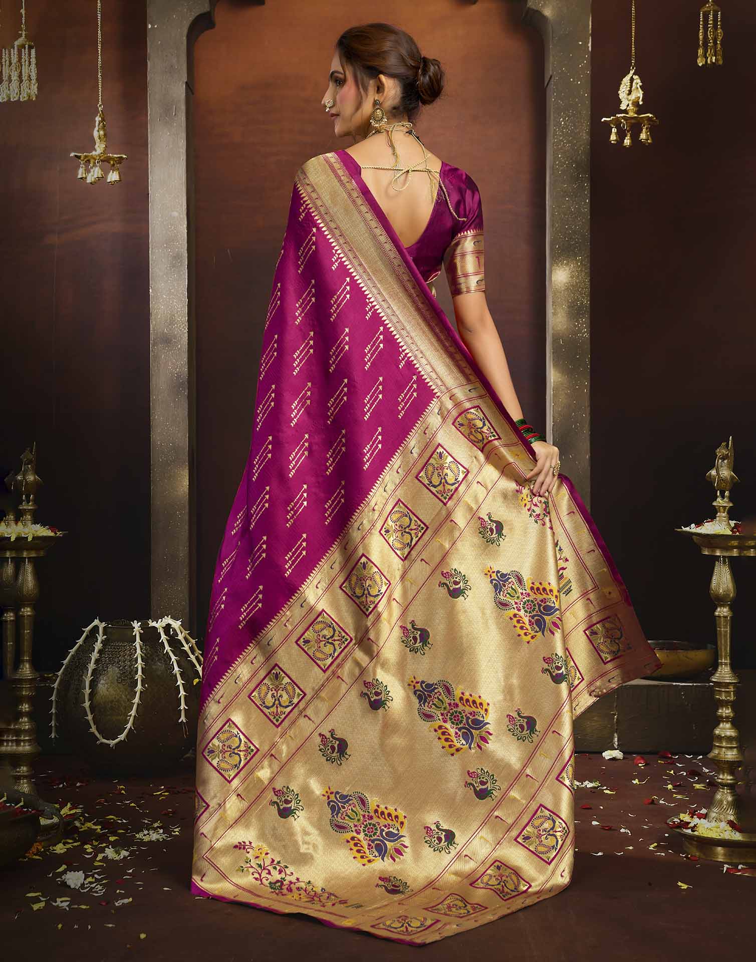 Pink Silk Woven Paithani Saree
