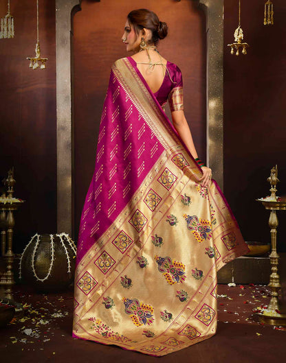 Pink Silk Woven Paithani Saree