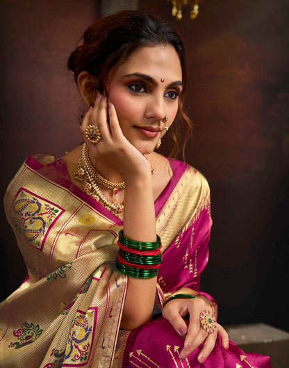 Pink Silk Woven Paithani Saree