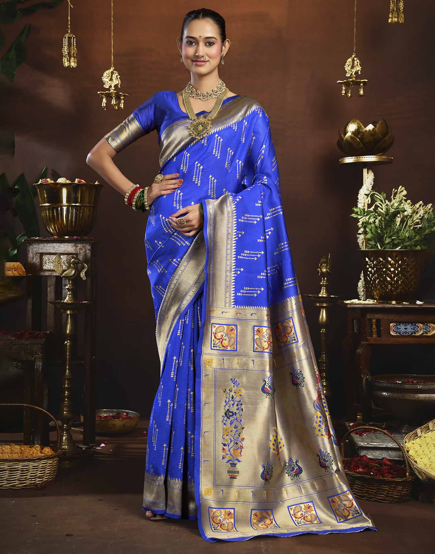 Blue Silk Woven Paithani Saree