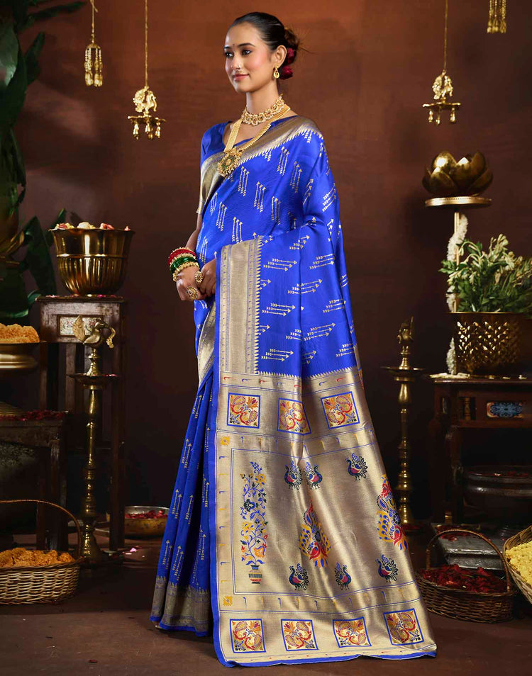 Blue Silk Woven Paithani Saree