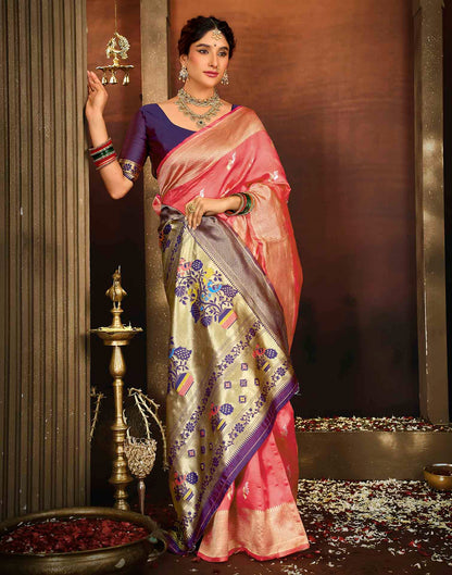 Pink Silk Woven Paithani Saree