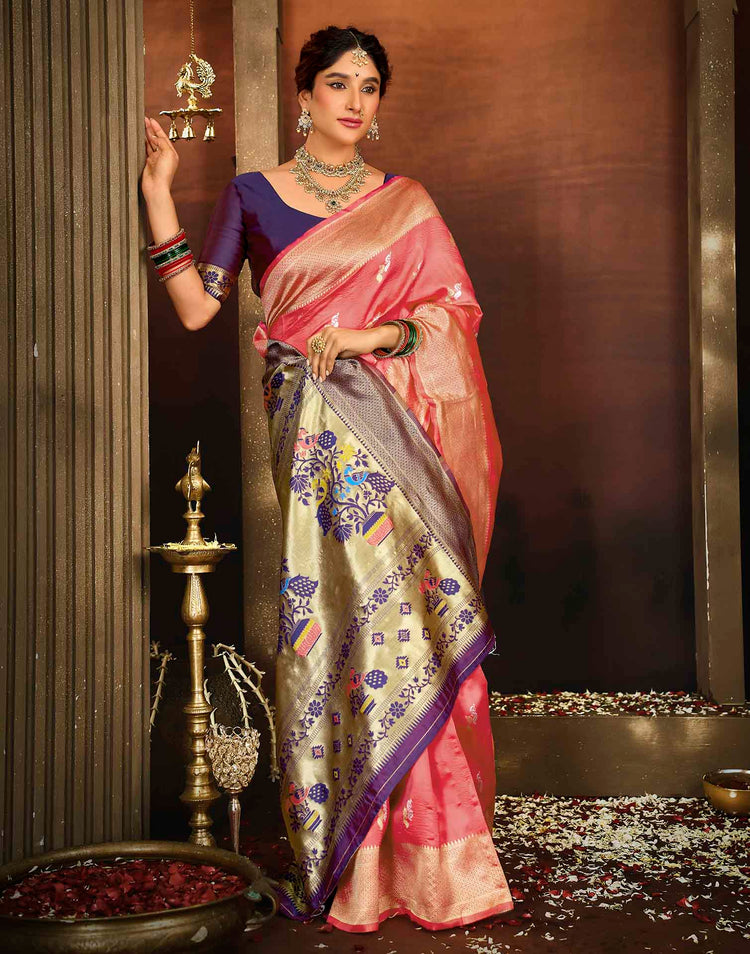 Pink Silk Woven Paithani Saree