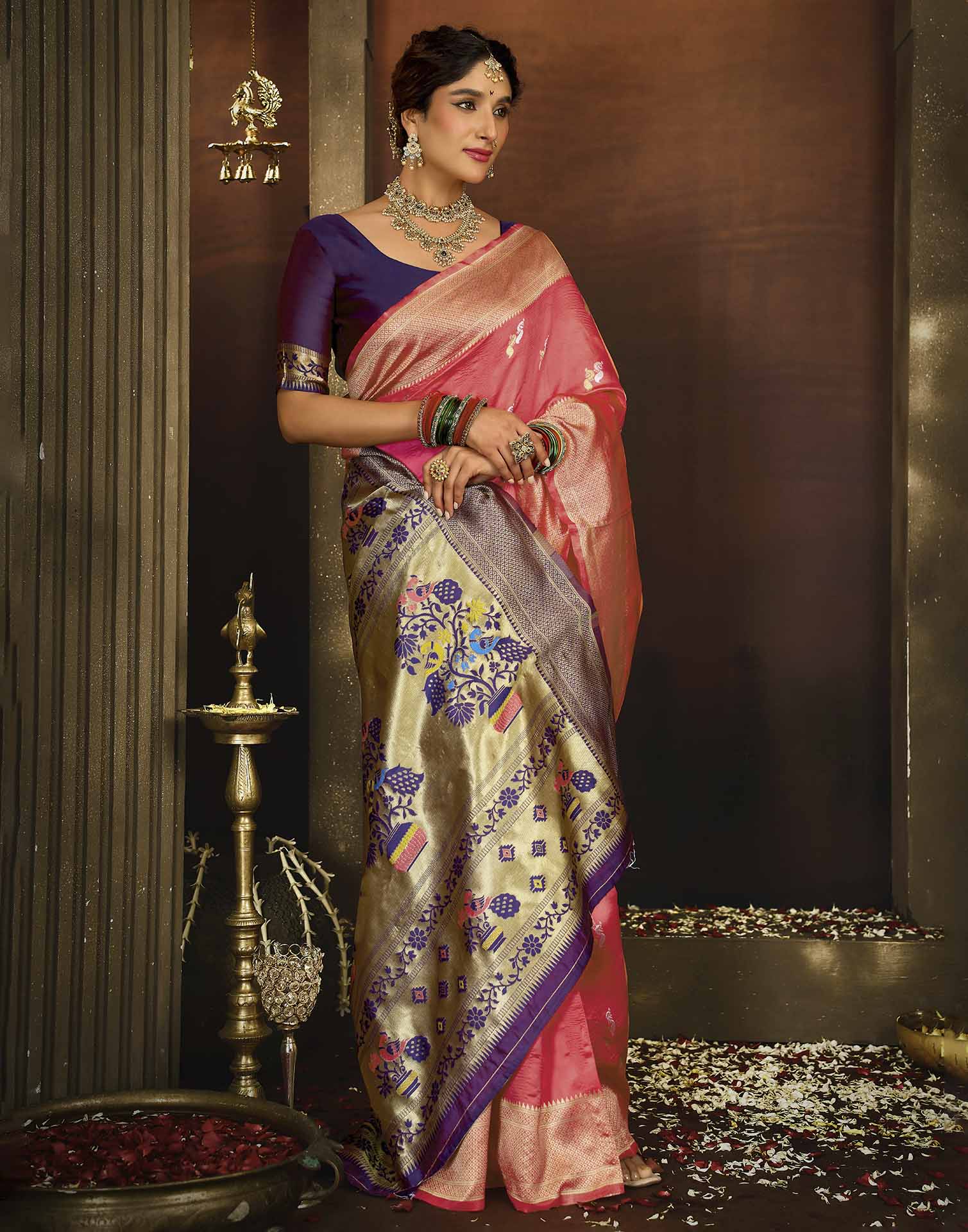Pink Silk Woven Paithani Saree