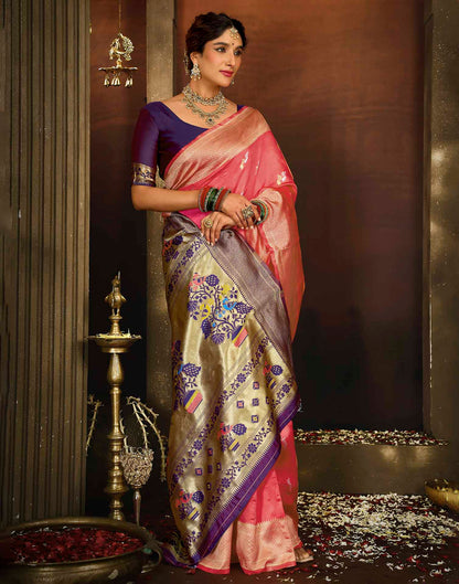 Pink Silk Woven Paithani Saree
