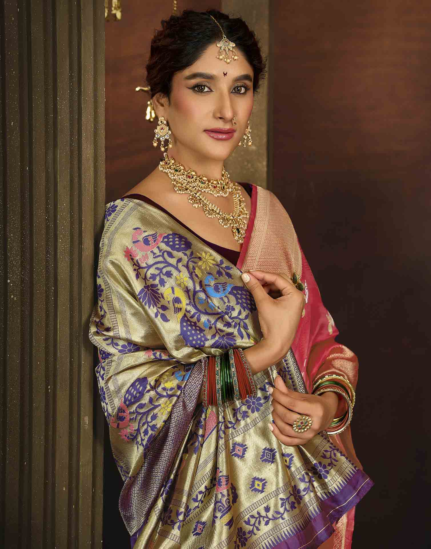 Pink Silk Woven Paithani Saree