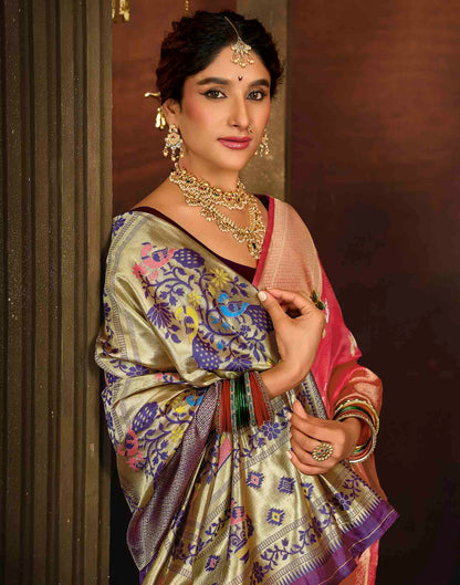 Pink Silk Woven Paithani Saree