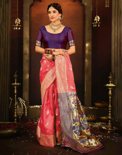 Pink Silk Woven Paithani Saree