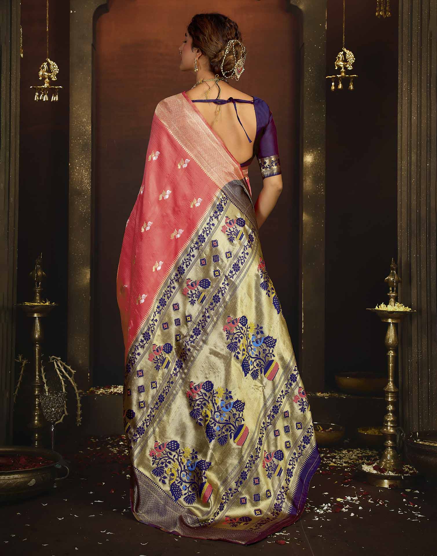 Pink Silk Woven Paithani Saree
