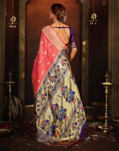 Pink Silk Woven Paithani Saree