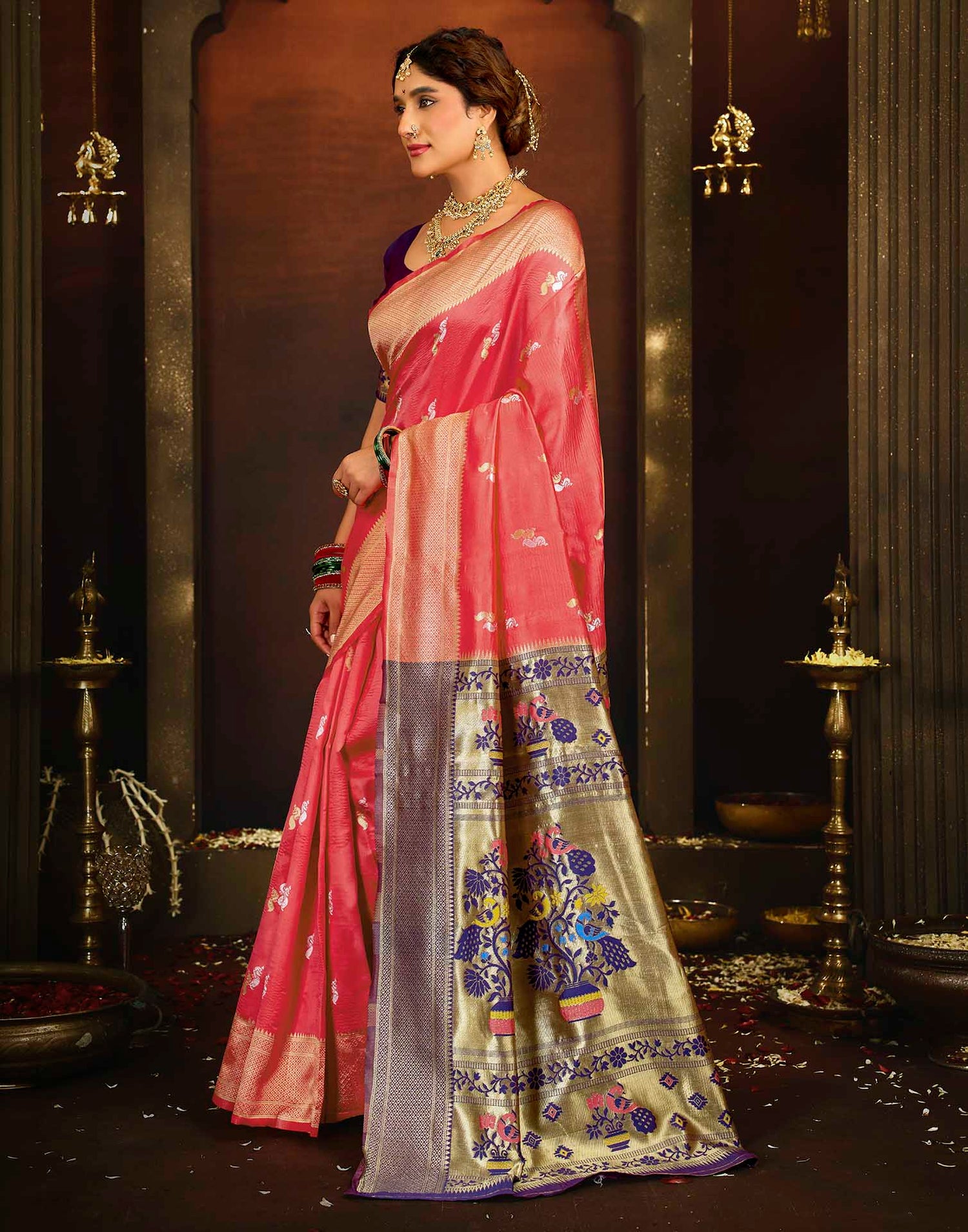 Pink Silk Woven Paithani Saree