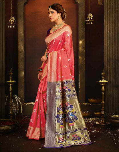 Pink Silk Woven Paithani Saree