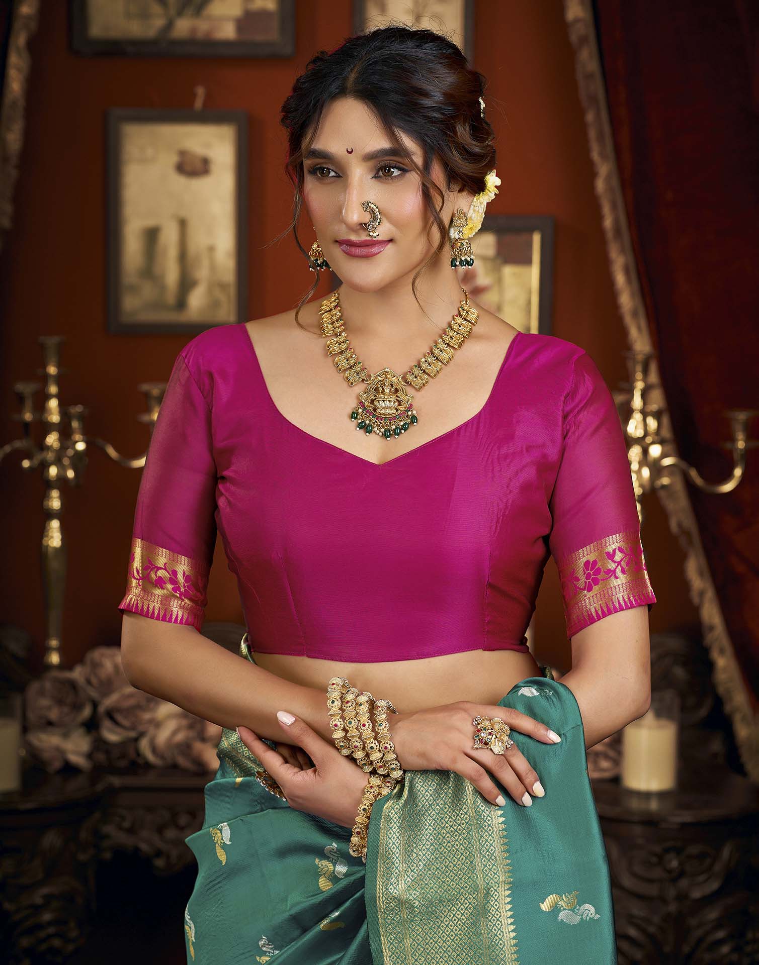 Turquoise Silk Woven Paithani Saree