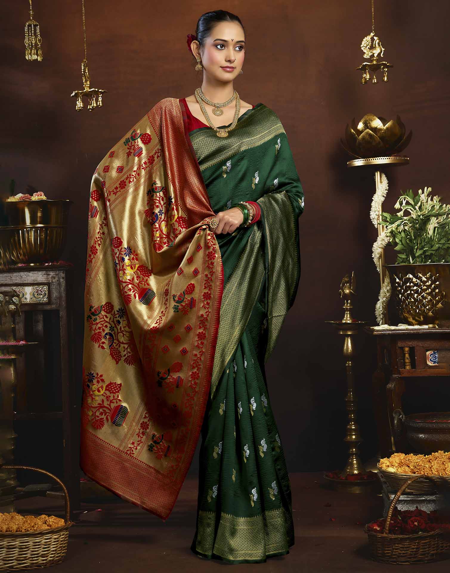 Green Silk Woven Paithani Saree