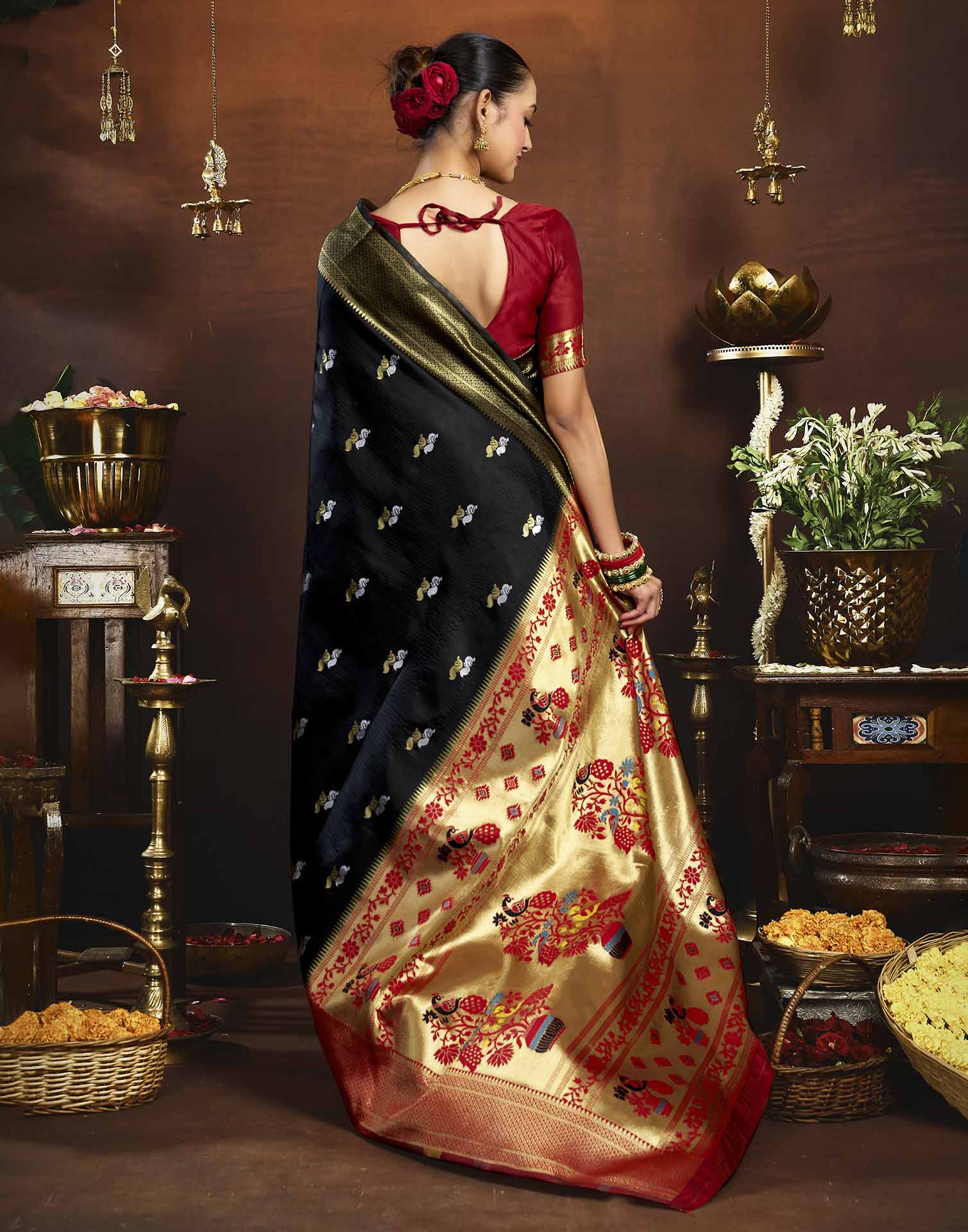 Black Silk Woven Paithani Saree