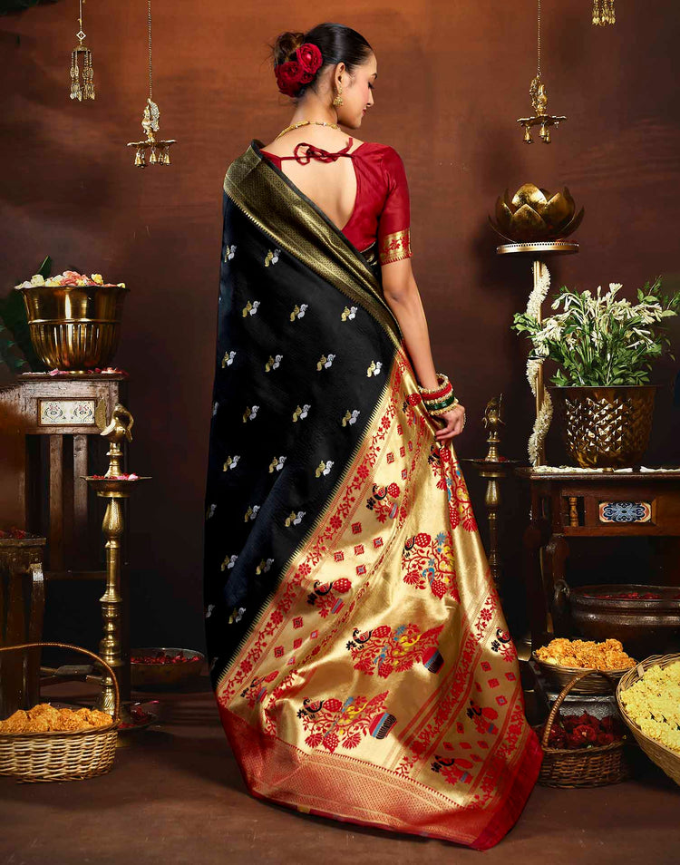 Black Silk Woven Paithani Saree