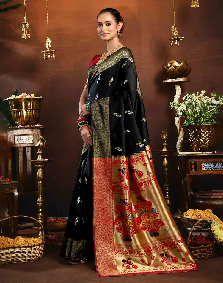 Black Silk Woven Paithani Saree