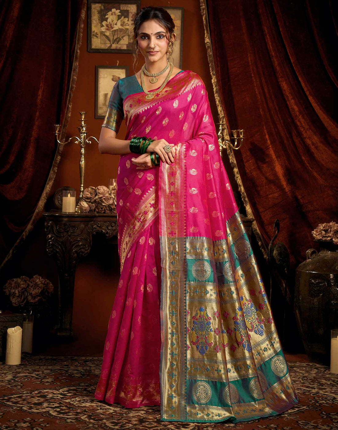 Pink Silk Woven Paithani Saree