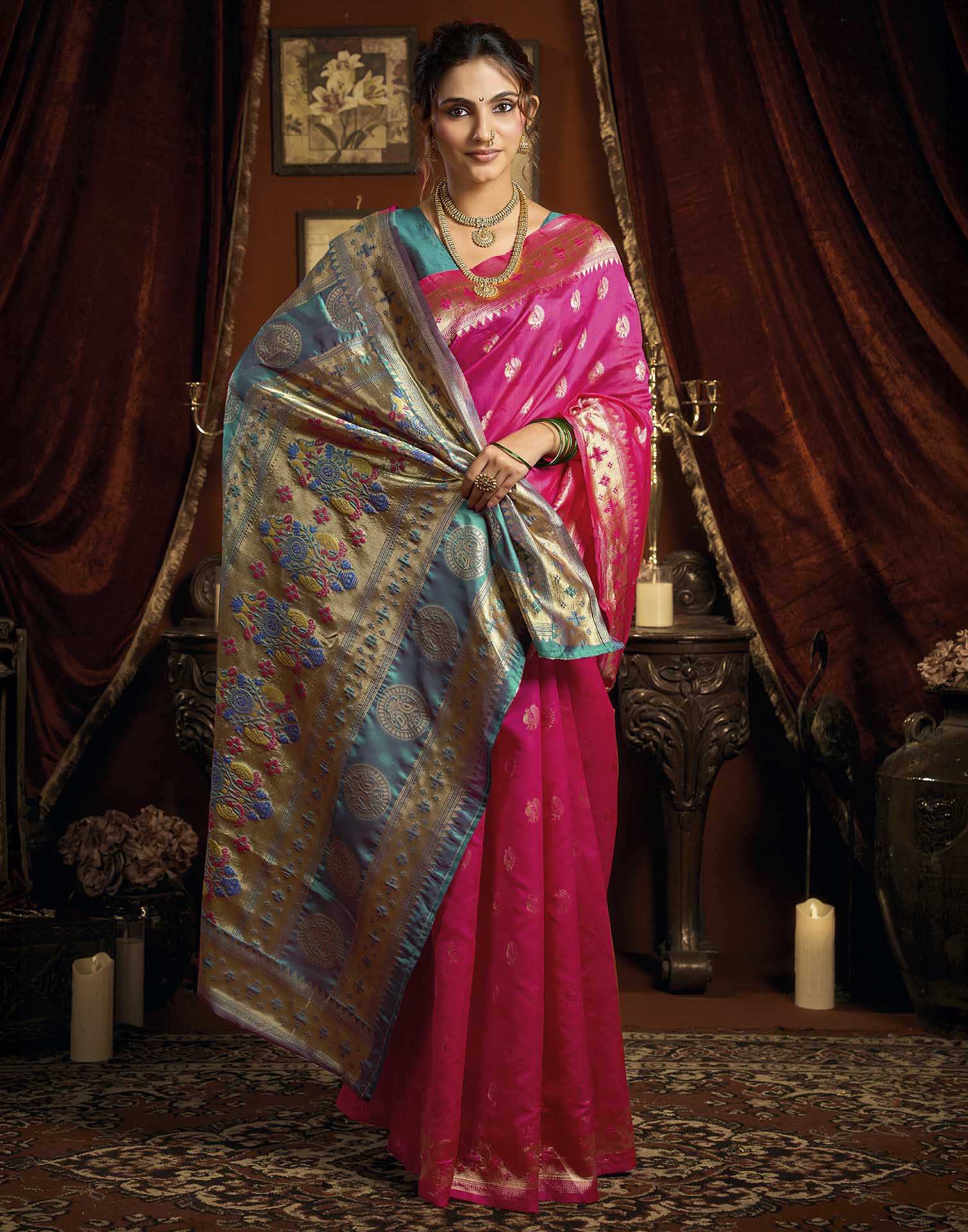 Pink Silk Woven Paithani Saree