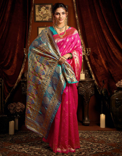 Pink Silk Woven Paithani Saree