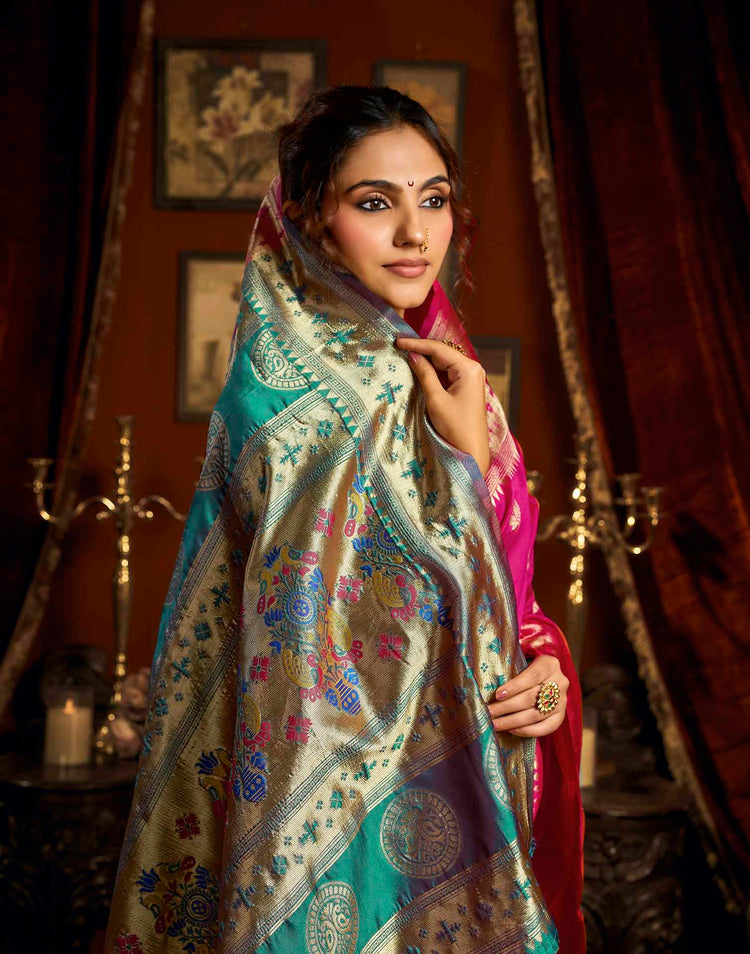Pink Silk Woven Paithani Saree