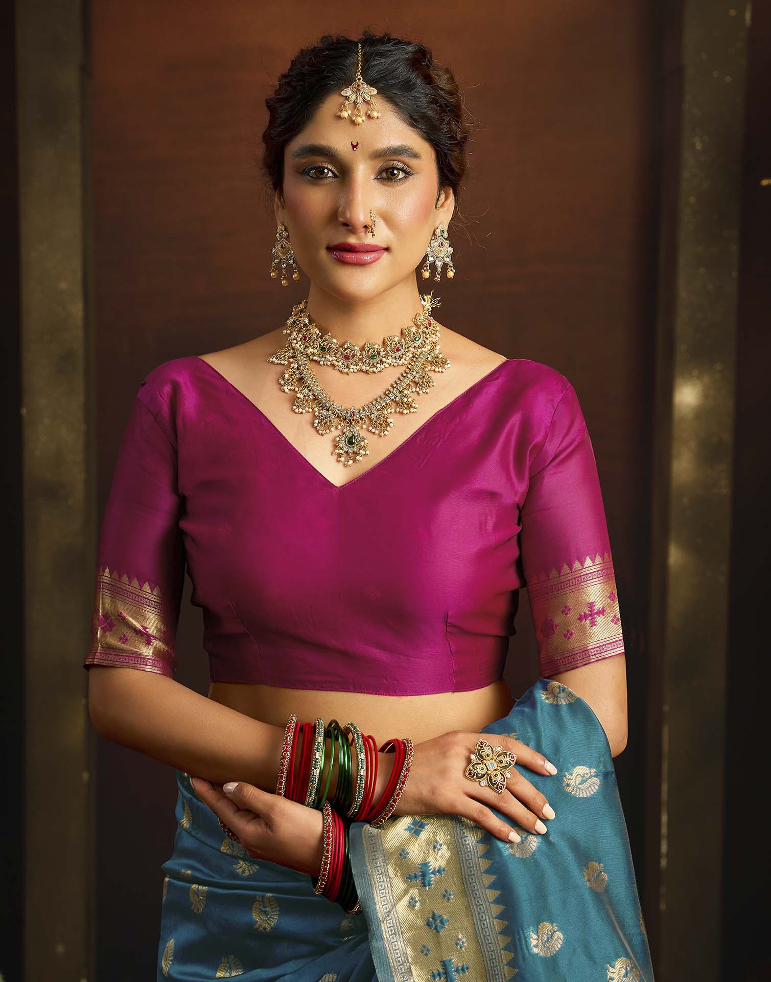 Teal Blue Silk Woven Paithani Saree
