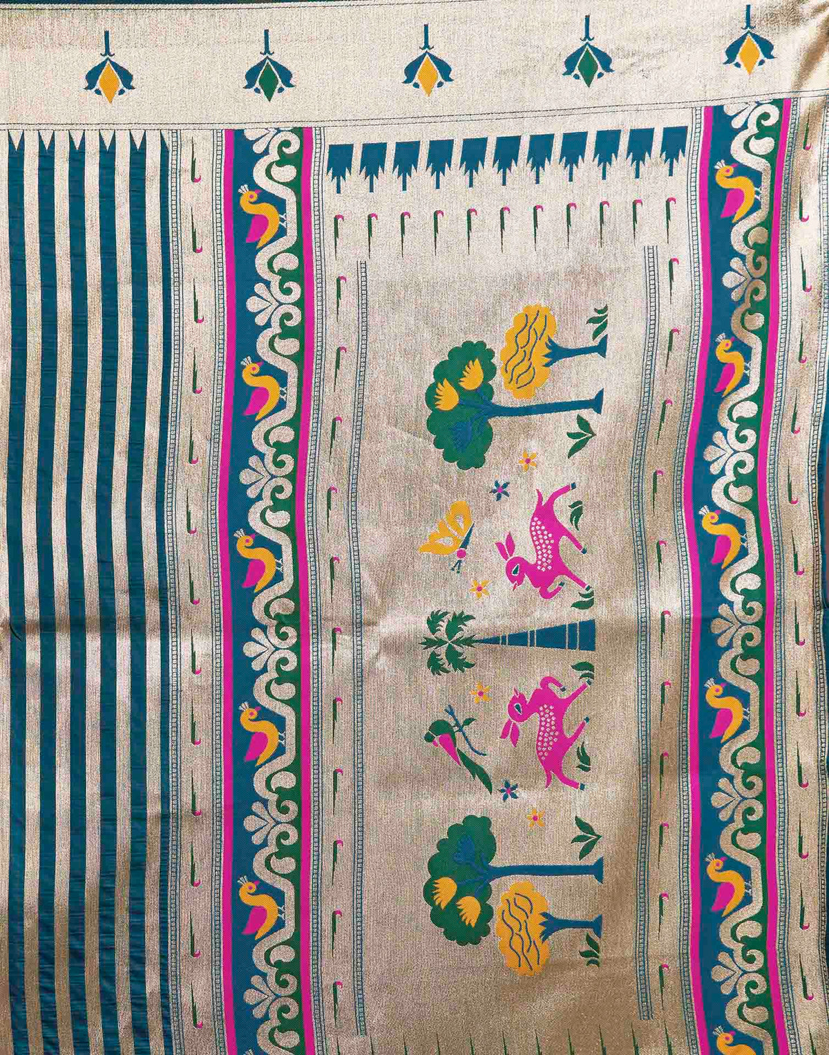 Peacock Blue Silk Woven Paithani Saree