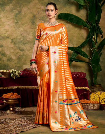 Orange Silk Woven Paithani Saree