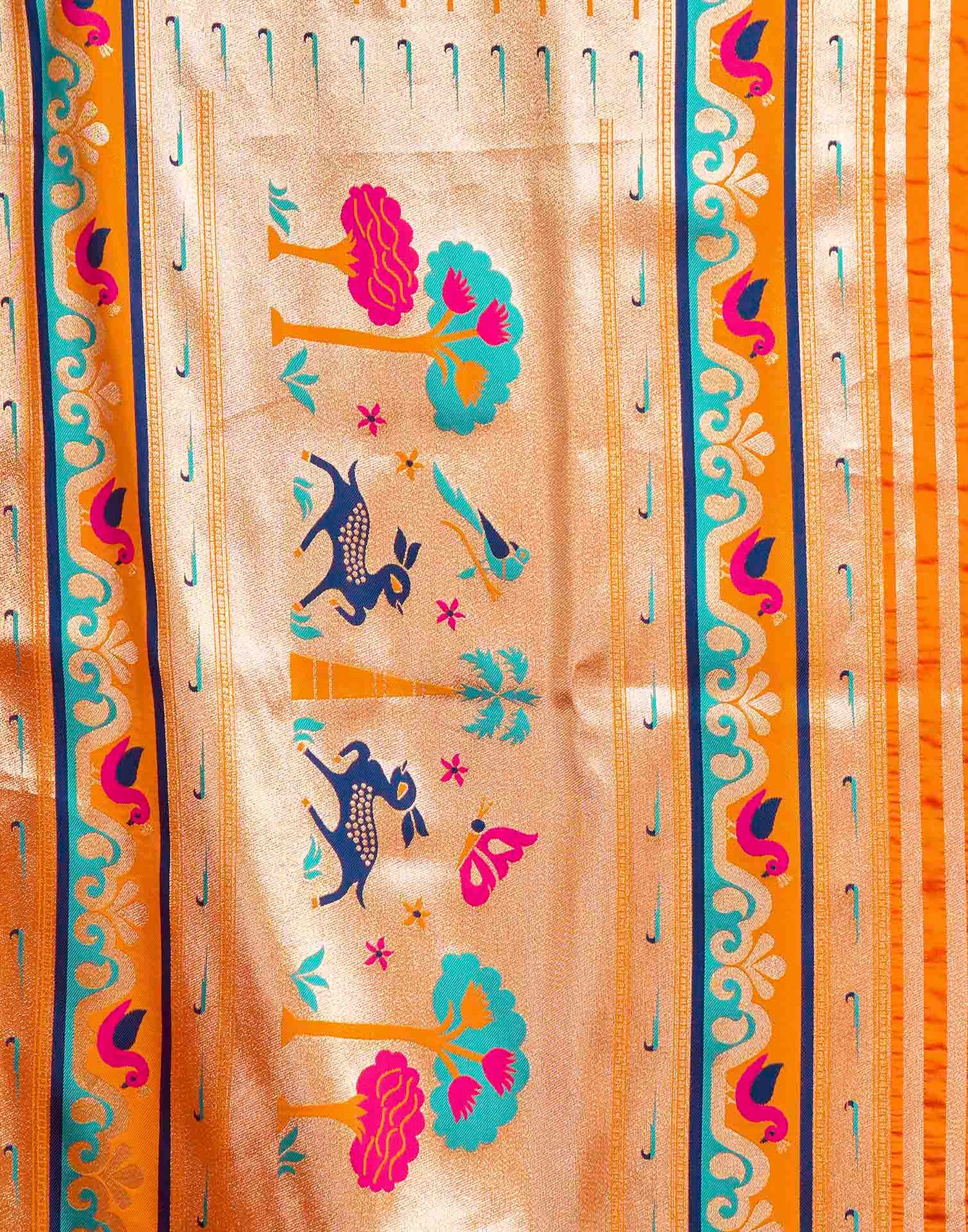 Orange Silk Woven Paithani Saree
