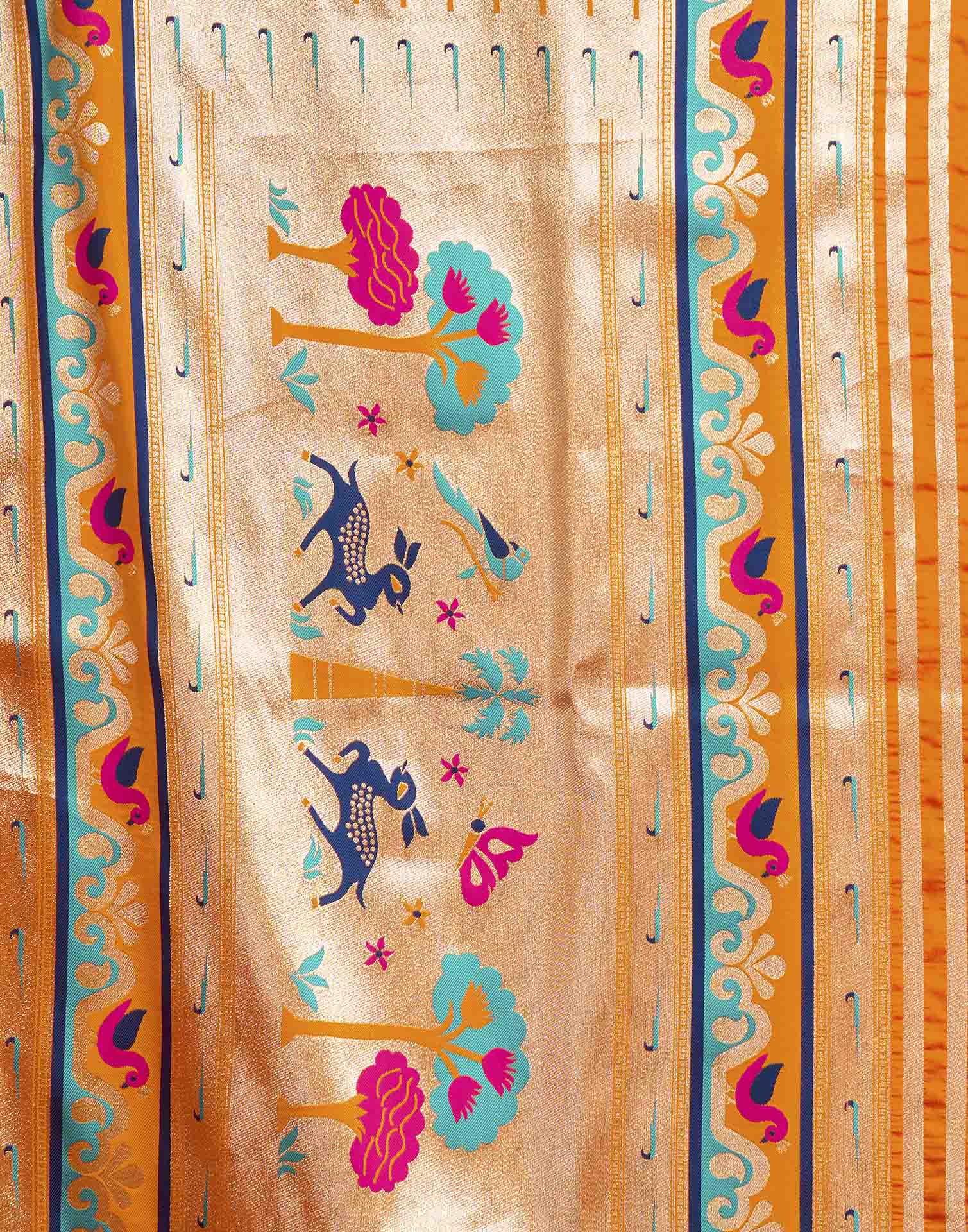 Orange Silk Woven Paithani Saree
