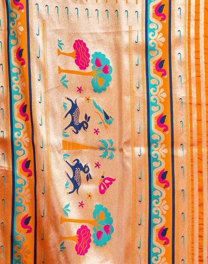 Orange Silk Woven Paithani Saree