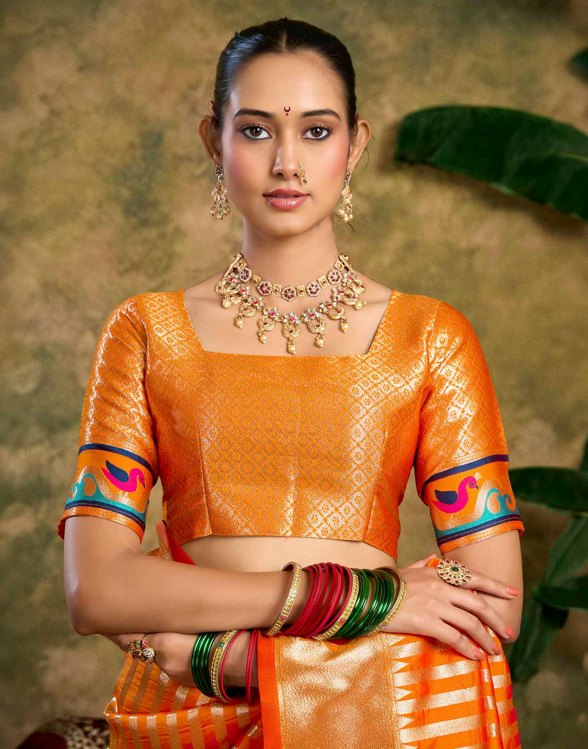 Orange Silk Woven Paithani Saree