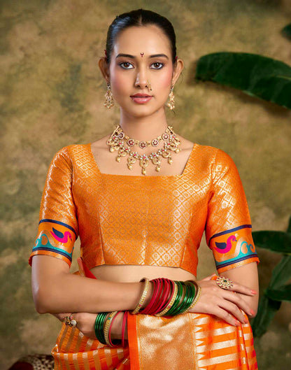 Orange Silk Woven Paithani Saree